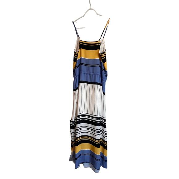 Amissima Striped Ruffle Maxi Dress Multicolor Sleeveless Drawstring Waist Sz 14 - Picture 2 of 8